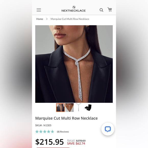 NextNecklace Marquise Cut Multi Row Necklace - Picture 2 of 6